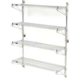 Nexel Poly-Green Wall Mount Wire Shelving - 36"W x 24"D x 63"H 4-Shelf Starter