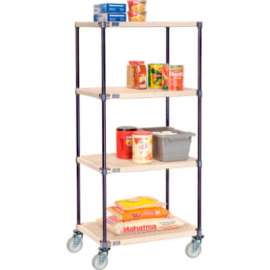 Nexelite Plastic Mat Shelf Truck w/Poly Swivel Casters, 30"L x 24"W x 69"H, White
