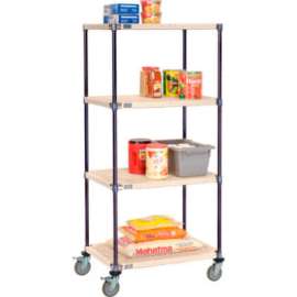 Nexelite Plastic Mat Shelf Truck w/Poly Brake Casters, 42"L x 18"W x 60"H, White
