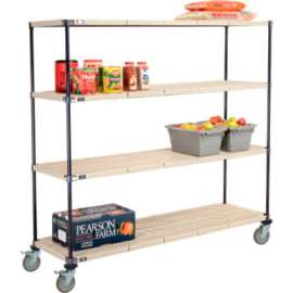 Nexelite Plastic Mat Shelf Truck w/Poly Brake Casters, 72"L x 24"W x 69"H, White