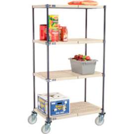 Nexelite Plastic Mat Shelf Truck w/Poly Swivel Casters, 36"L x 21"W x 69"H, White