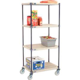 Nexelite Plastic Mat Shelf Truck w/Poly Swivel Casters, 30"L x 21"W x 69"H, White
