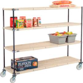 Nexelite Plastic Mat Shelf Truck w/Poly Swivel Casters, 72"L x 24"W x 60"H, White