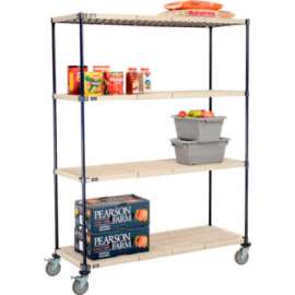 Nexelite Plastic Mat Shelf Truck w/Poly Brake Casters, 60"L x 18"W x 80"H, White