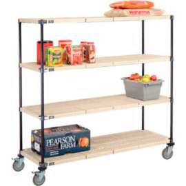 Nexelite Plastic Mat Shelf Truck w/Poly Brake Casters, 60"L x 24"W x 60"H, White