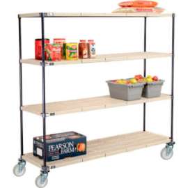 Nexelite Plastic Mat Shelf Truck w/Poly Swivel Casters, 72"L x 18"W x 69"H, White