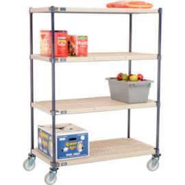 Nexelite Plastic Mat Shelf Truck w/Poly Swivel Casters, 42"L x 21"W x 60"H, White
