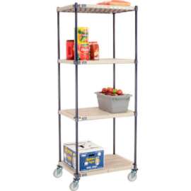 Nexelite Plastic Mat Shelf Truck w/Poly Swivel Casters, 30"L x 21"W x 80"H, White