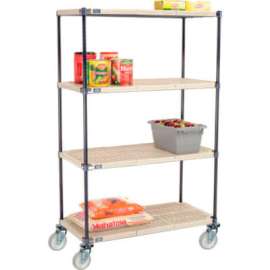 Nexelite Plastic Mat Shelf Truck w/Poly Swivel Casters, 42"L x 21"W x 69"H, White