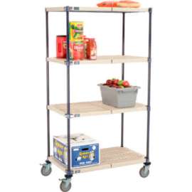 Nexelite Plastic Mat Shelf Truck w/Poly Brake Casters, 36"L x 21"W x 69"H, White