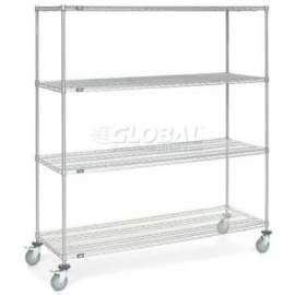 Nexel Chrome ESD Wire Shelf Truck w/4 Shelves, 72"L x 30"W x 60"H