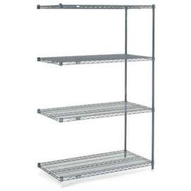 Nexel Nexelon, 4 Tier, Wire Shelving Add-On Unit, 36"W x 24"D x 54"H