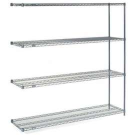 Nexel Nexelon, 4 Tier, Wire Shelving Add-On Unit, 54"W x 18"D x 74"H