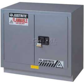Justrite 23 Gallon 2 Door, Manual, Under Fume Hood Cabinet, 36"W x 21-5/8"D x 35-3/4"H, Yellow