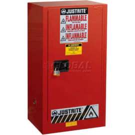 Justrite 20 Gallon 1 Door, Manual, Compac, Paint & Ink Cabinet, 23-1/4"W x 18"D x 44"H, Yellow