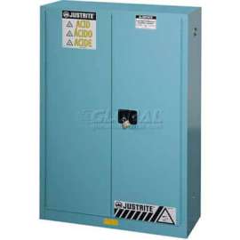 Justrite 45 Gallon 2 Door, Manual, Acid Cabinet, 43"W x 18"D x 65"H, Blue