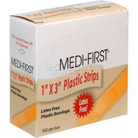 Plastic Strip Bandage, 1" x 3" Strip, 100/Box