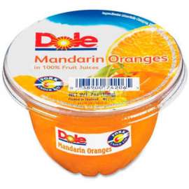 Dole Fruit Cups, Mandarin Orange, 7 oz, 12/Carton