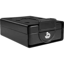 Barska Key Lock Compact Safe AX11812 with Mounting Sleeve, 7-29/32"W x 6-1/4"D x 2-3/4"H, Black
