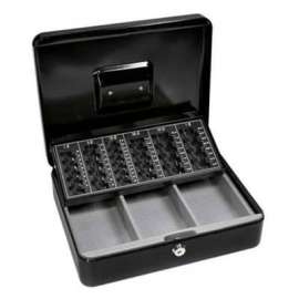 Barska Cash Box With Tray With Keyed Lock CB11790 12" x 9-7/16" x 3-9/16" Black