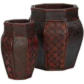 Nearly Natural Design and Weave Panel Decorative Planters (Set of 2)