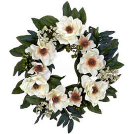 Nearly Natural 22'' Magnolia Wreath