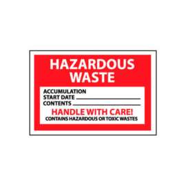 Hazardous Waste Paper Labels - Hazardous Waste Handle With Care, 500/Roll