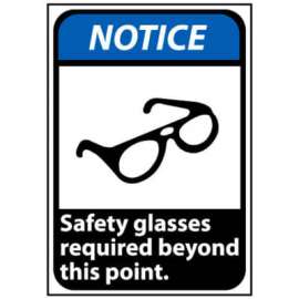 Notice Sign 14x10 Vinyl - Safety Glasses Required Beyond This Point