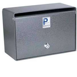 Protex Wall Mounted Depository Drop Box  SDB-200 with Tubular Lock - 10"W x 5"D x 6-3/4"H, Gray