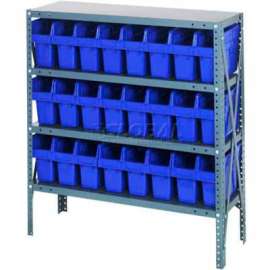 Quantum Storage Systems 1839-SB803 Steel Shelving with 24 8"H Plastic Shelf Bins Blue, 36x18x39-SB4 Shelves