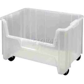 Quantum Mobile Heavy-Duty Plastic Stacking Bin, 19-7/8"W x 15-1/4"D x 16"H, Clear