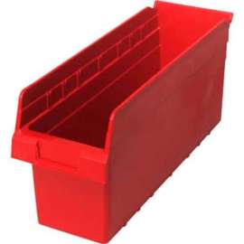 Plastic Nesting Storage Shelf Bin QSB804 6-5/8"W x 17-7/8"D x 8"H Red