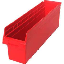 Plastic Nesting Storage Shelf Bin QSB806 6-5/8"W x 23-5/8"D x 8"H Red
