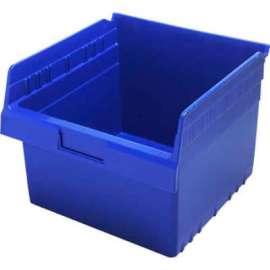 Plastic Nesting Storage Shelf Bin QSB809 11-1/8"W x 11-5/8"D x 8"H Blue