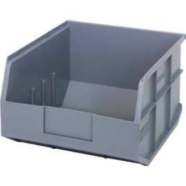 Quantum Plastic Stacking and Hanging Shelf Bin SSB425 11"W x 12"D x 7"H, Gray