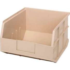 Quantum Plastic Stacking and Hanging Shelf Bin SSB425 11"W x 12"D x 7"H, Ivory