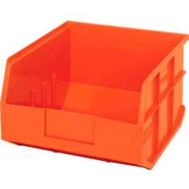 Quantum Plastic Stacking and Hanging Shelf Bin SSB425 11"W x 12"D x 7"H, Orange