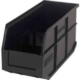 Quantum Plastic Stacking and Hanging Shelf Bin SSB441 6"W x 14"D x 7"H, Black