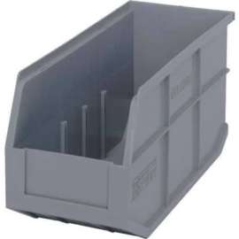 Quantum Plastic Stacking and Hanging Shelf Bin SSB441 6"W x 14"D x 7"H, Gray