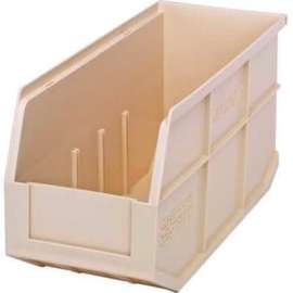 Quantum Plastic Stacking and Hanging Shelf Bin SSB441 6"W x 14"D x 7"H, Ivory