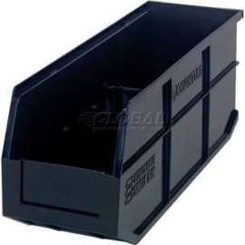Quantum Plastic Stacking and Hanging Shelf Bin SSB461 6"W x 18"D x 7"H, Black