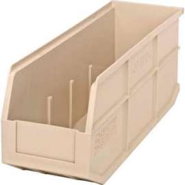 Quantum Plastic Stacking and Hanging Shelf Bin SSB461 6"W x 18"D x 7"H, Ivory