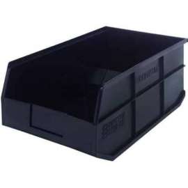 Quantum Plastic Stacking and Hanging Shelf Bin SSB465 11"W x 18"D x 7"H, Black