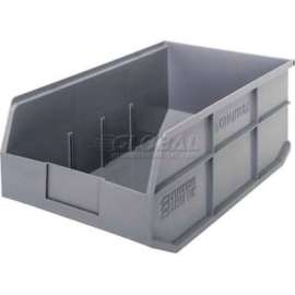 Quantum Plastic Stacking and Hanging Shelf Bin SSB465 11"W x 18"D x 7"H, Gray