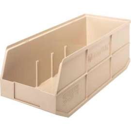 Quantum Plastic Stackable Shelf Bin SSB483 8-1/4"W x 20-1/2"D x 7"H, Ivory