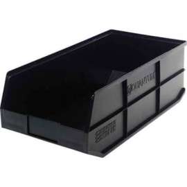 Quantum Plastic Stackable Shelf Bin SSB485 11"W x 20-1/2"D x 7"H, Black