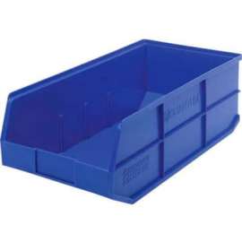 Quantum Plastic Stackable Shelf Bin SSB485 11"W x 20-1/2"D x 7"H, Blue