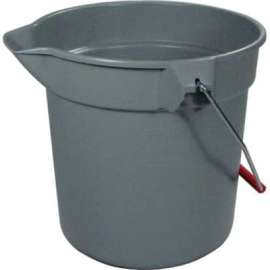 Rubbermaid Brute 10 Qt. Round Plastic Utility Bucket 10-1/2" Dia x 10-1/4"H, Gray- RCP296300GY