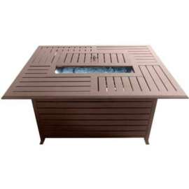 Hiland Fire Pit FS-1010-T-12 Propane 42000 BTU Rectangle Slatted Aluminum Bronze/Stainless Steel