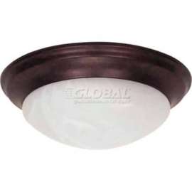 Satco 60-281 2 Light - 14" - Flush Mount - Twist & Lock w/ Alabaster Glass Old Bronze